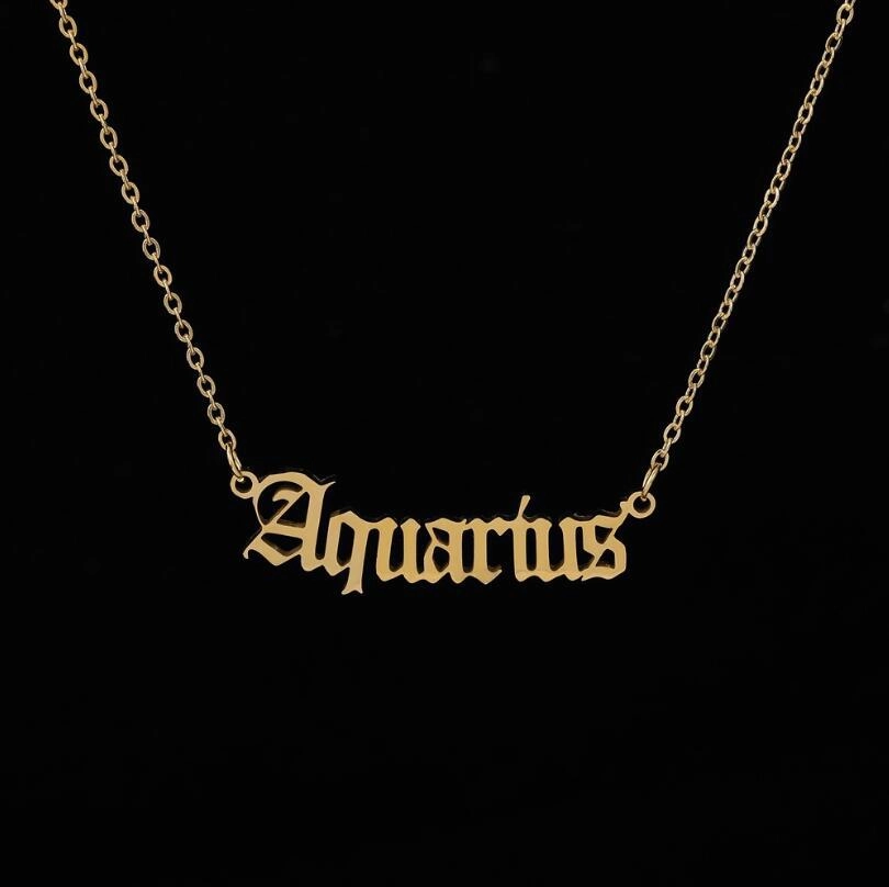 Wholesale Stainless Steel 12 Constellations English Letter Necklace