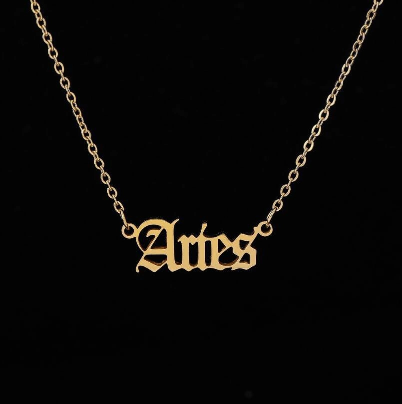 Wholesale Stainless Steel 12 Constellations English Letter Necklace