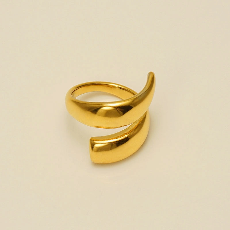 Wholesale Stainless Steel 18k Gold Double Layer Open Ring Titanium Steel Design Sense of Life