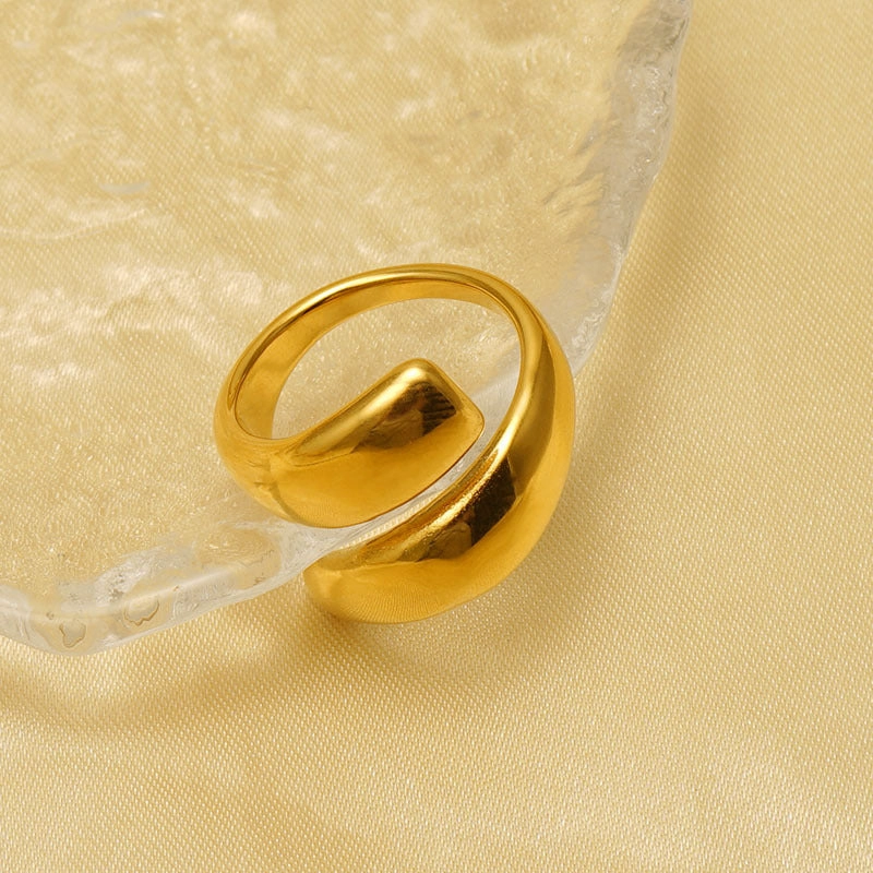 Wholesale Stainless Steel 18k Gold Double Layer Open Ring Titanium Steel Design Sense of Life