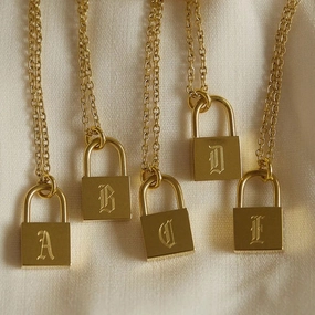 Wholesale Stainless Steel 18k Gold Plated Concentric Lock Necklace