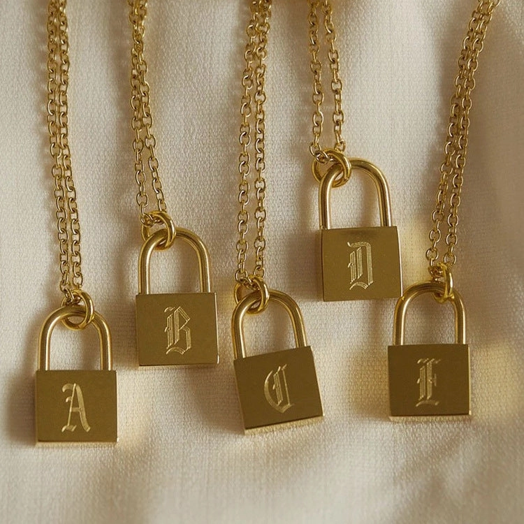 Wholesale Stainless Steel 18k Gold Plated Concentric Lock Necklace