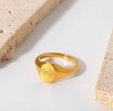Wholesale Stainless Steel 18k Gold-plated Constellation Men's Medallion Ring