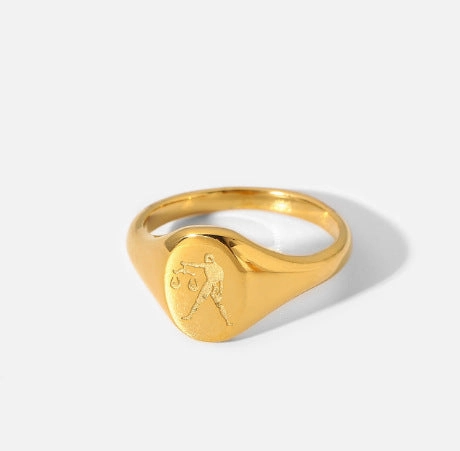 Wholesale Stainless Steel 18k Gold-plated Constellation Men's Medallion Ring