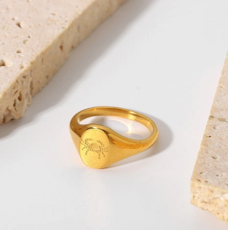 Wholesale Stainless Steel 18k Gold-plated Constellation Men's Medallion Ring