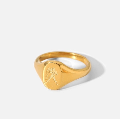 Wholesale Stainless Steel 18k Gold-plated Constellation Men's Medallion Ring