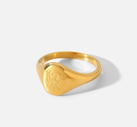 Wholesale Stainless Steel 18k Gold-plated Constellation Men's Medallion Ring