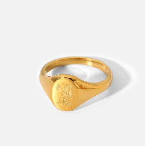 Wholesale Stainless Steel 18k Gold-plated Constellation Men's Medallion Ring
