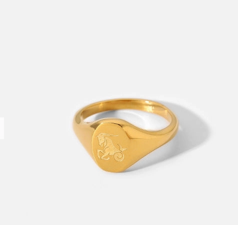 Wholesale Stainless Steel 18k Gold-plated Constellation Men's Medallion Ring