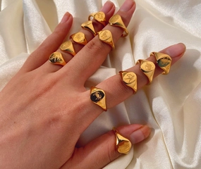 Wholesale Stainless Steel 18k Gold-plated Constellation Men's Medallion Ring
