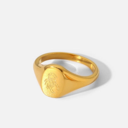 Wholesale Stainless Steel 18k Gold-plated Constellation Men's Medallion Ring