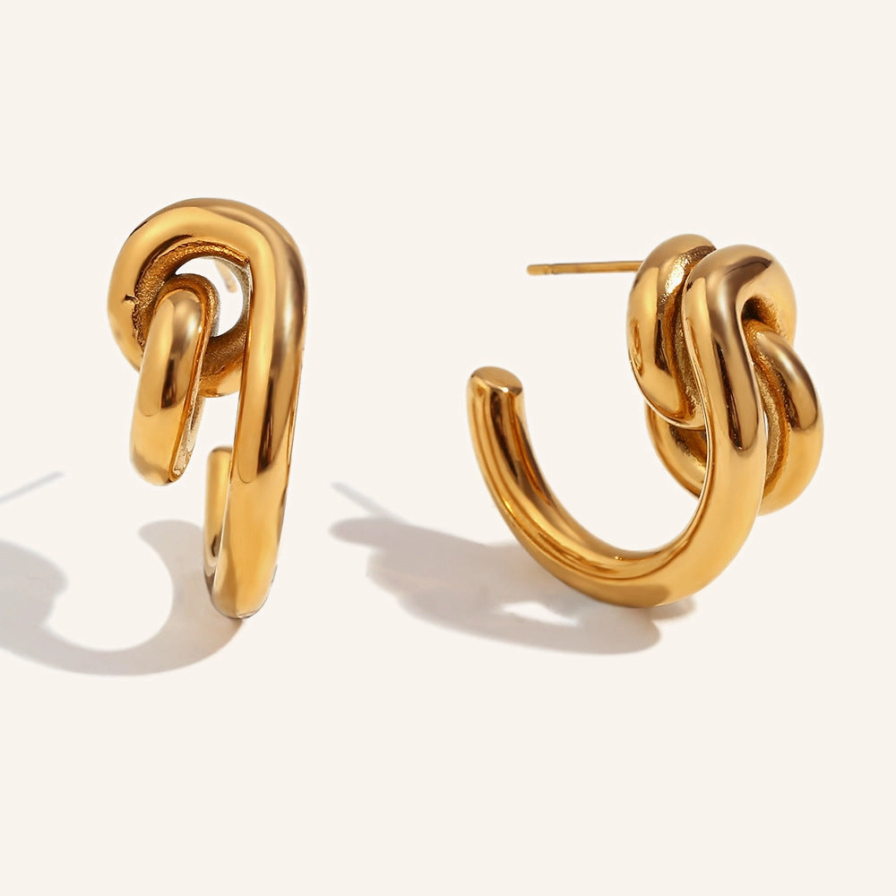 Wholesale Stainless Steel 18K Gold Plated Creative Lock C-shaped Earrings
