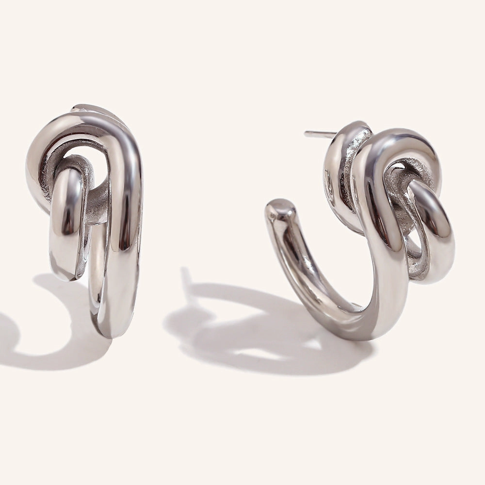 Wholesale Stainless Steel 18K Gold Plated Creative Lock C-shaped Earrings