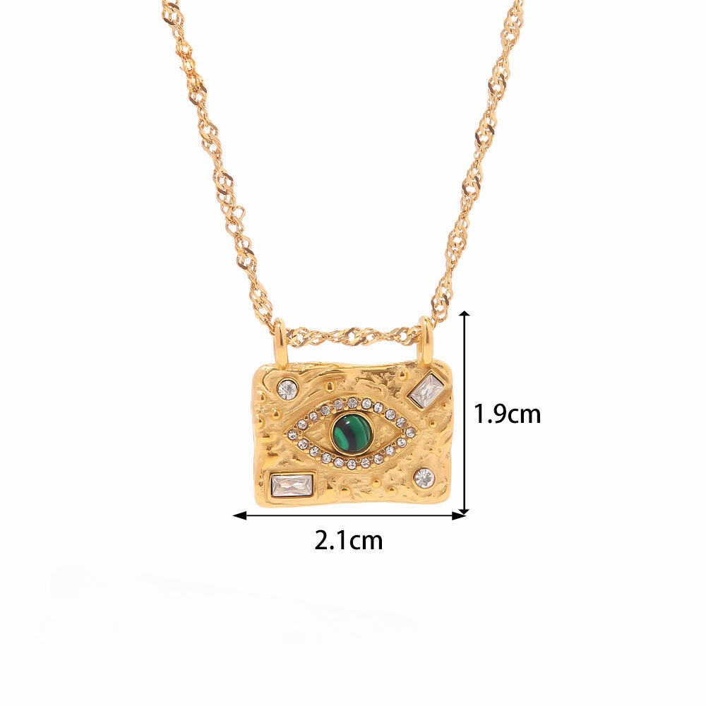 Wholesale Stainless Steel 18K Gold-plated Devil's Eye Square Ring