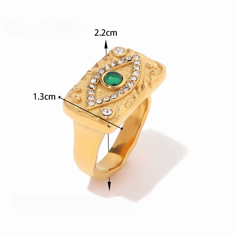 Wholesale Stainless Steel 18K Gold-plated Devil's Eye Square Ring