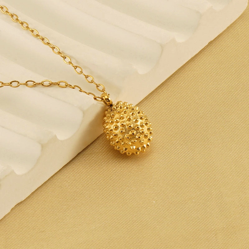 Wholesale Stainless Steel 18k Gold Plated Durian Necklace Titanium Steel