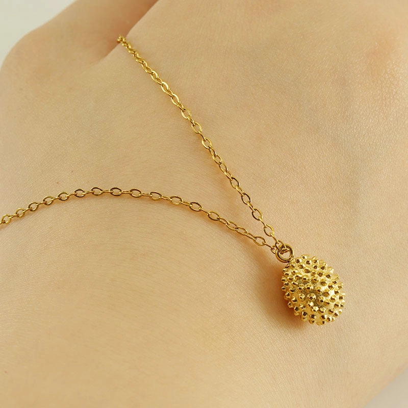 Wholesale Stainless Steel 18k Gold Plated Durian Necklace Titanium Steel