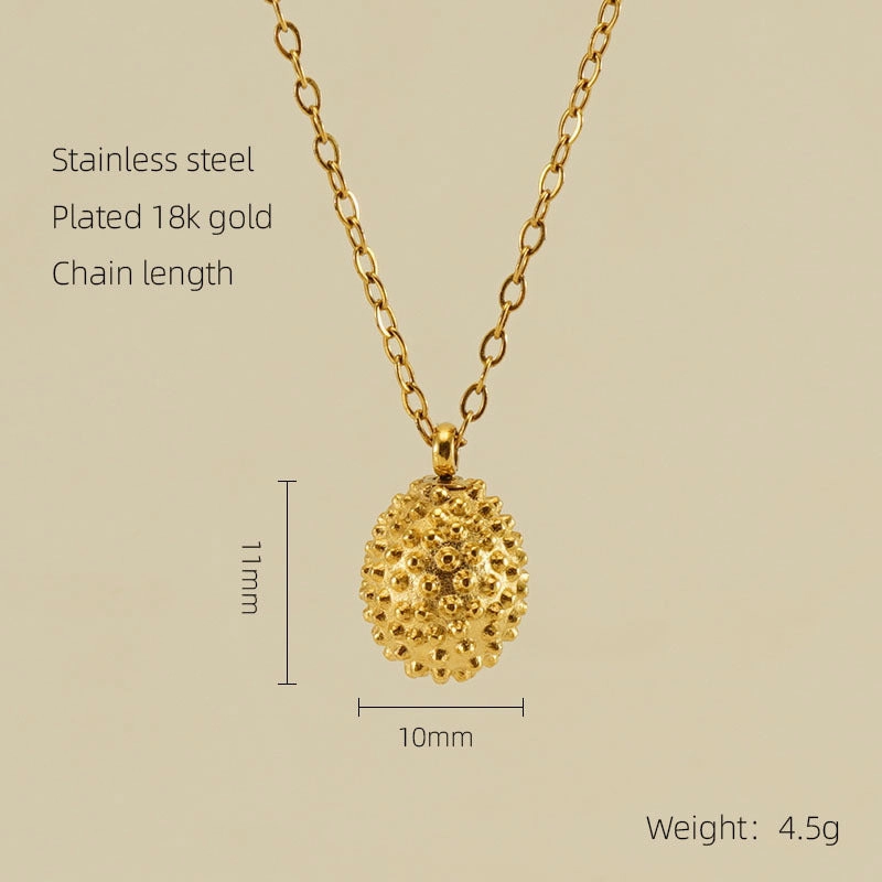 Wholesale Stainless Steel 18k Gold Plated Durian Necklace Titanium Steel