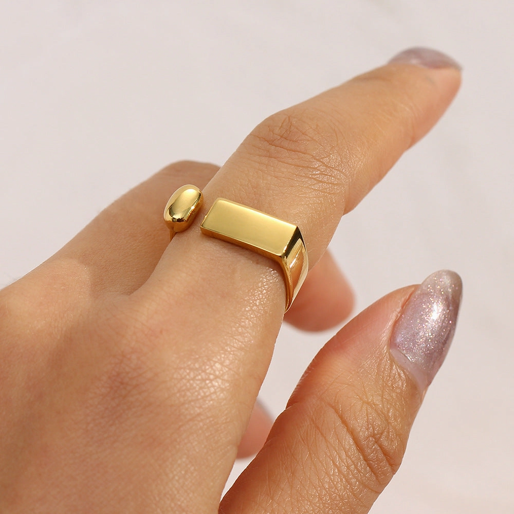 Wholesale Stainless Steel 18K Gold Plated Geometric Strip Open Ring