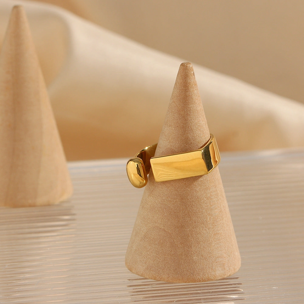 Wholesale Stainless Steel 18K Gold Plated Geometric Strip Open Ring