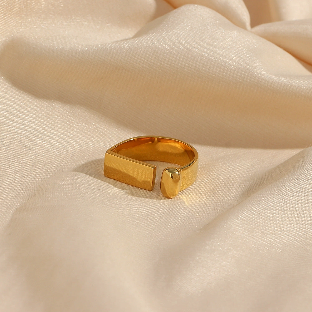 Wholesale Stainless Steel 18K Gold Plated Geometric Strip Open Ring
