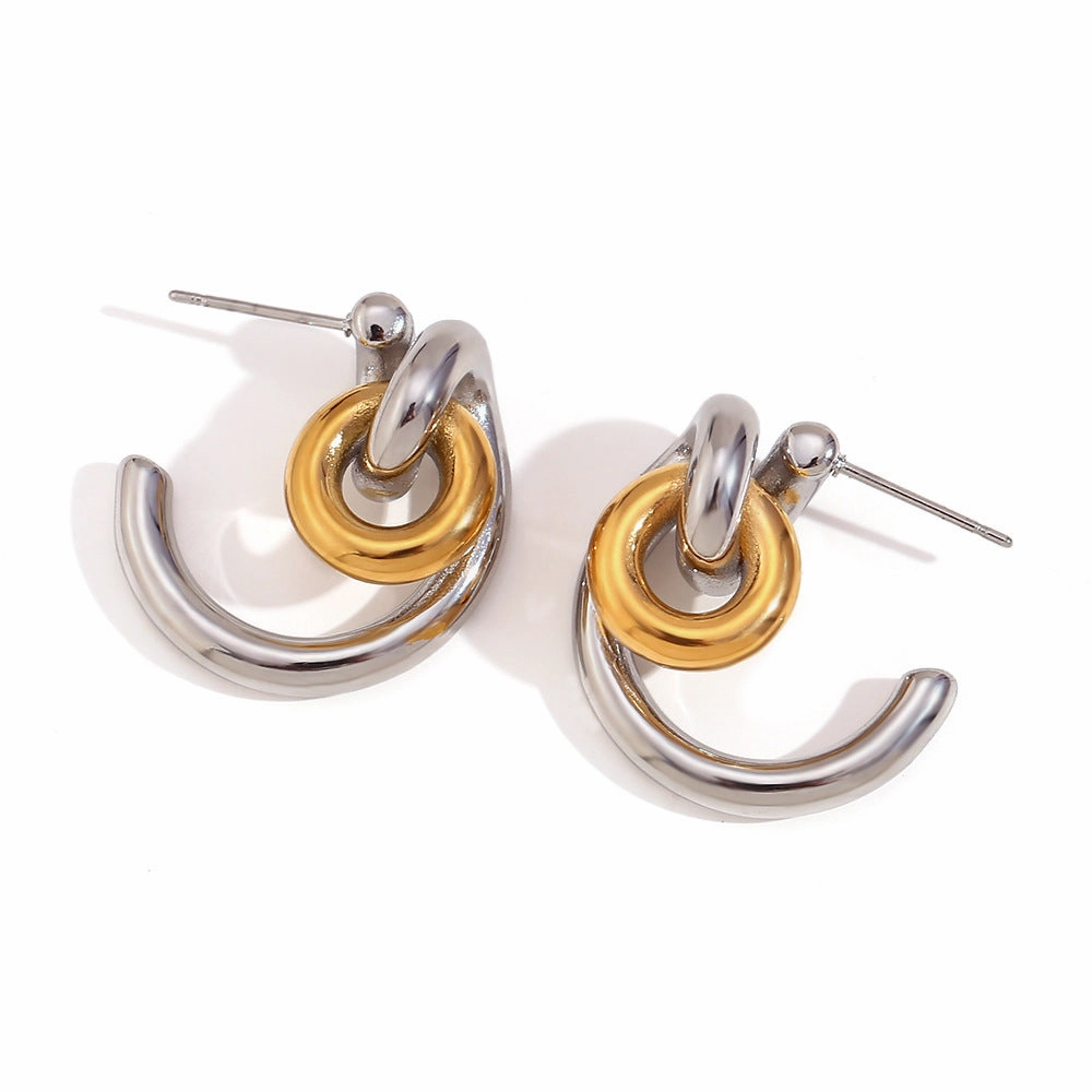 Wholesale Stainless Steel 18K Gold Plated Irregular Geometric Love Earrings