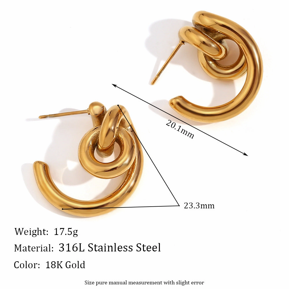 Wholesale Stainless Steel 18K Gold Plated Irregular Geometric Love Earrings