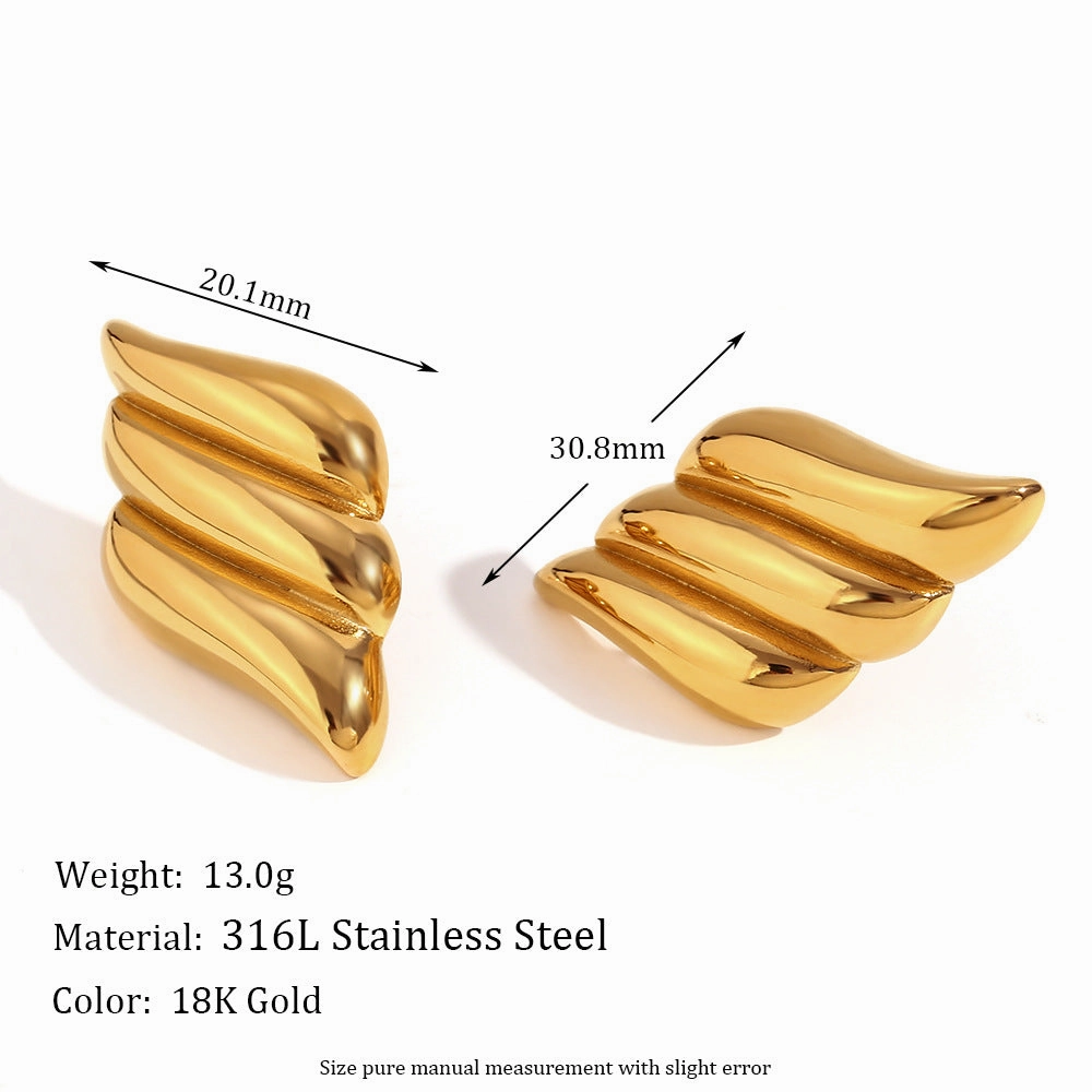Wholesale Stainless Steel 18K Gold Plated Irregular Geometric Love Earrings