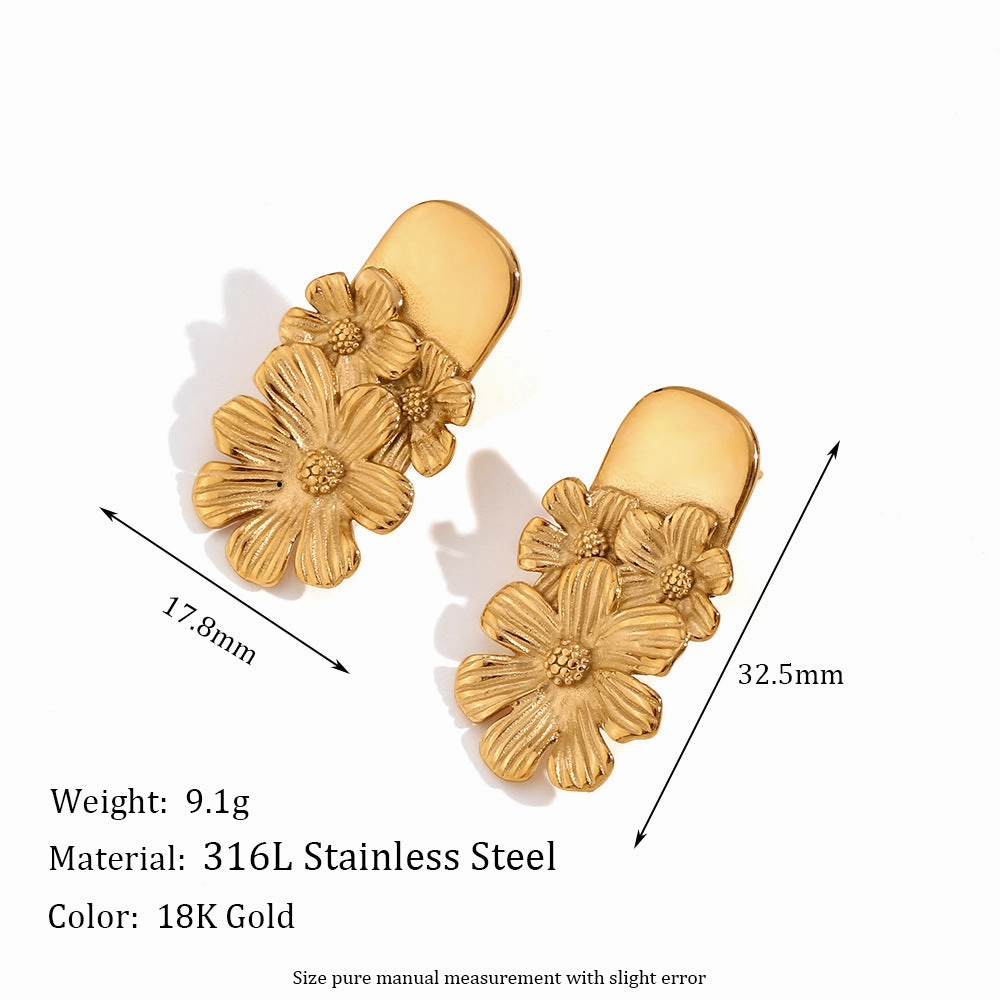 Wholesale Stainless Steel 18K Gold Plated Irregular Geometric Love Earrings