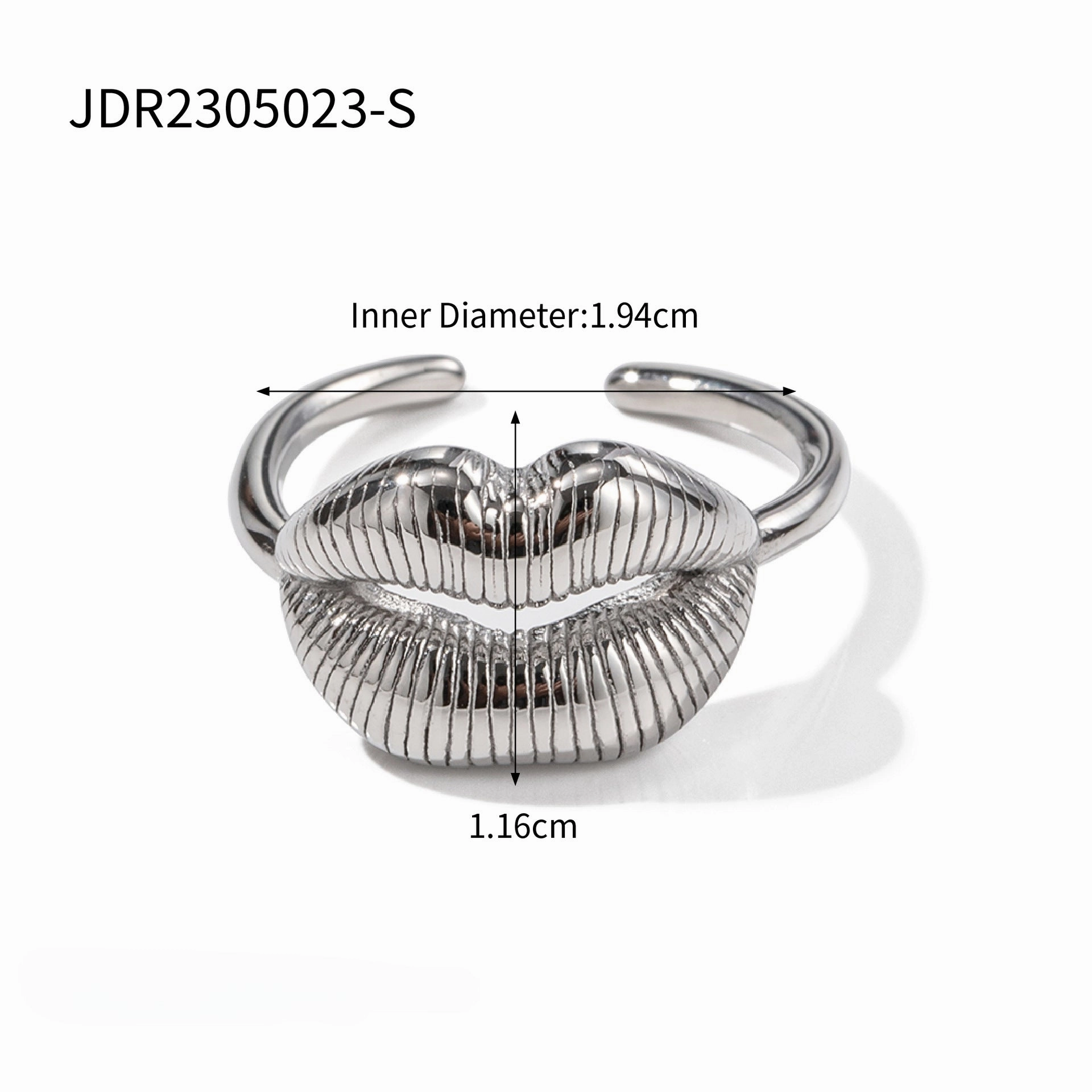 Wholesale Stainless Steel 18K Gold Plated Lip Pattern Open Ring