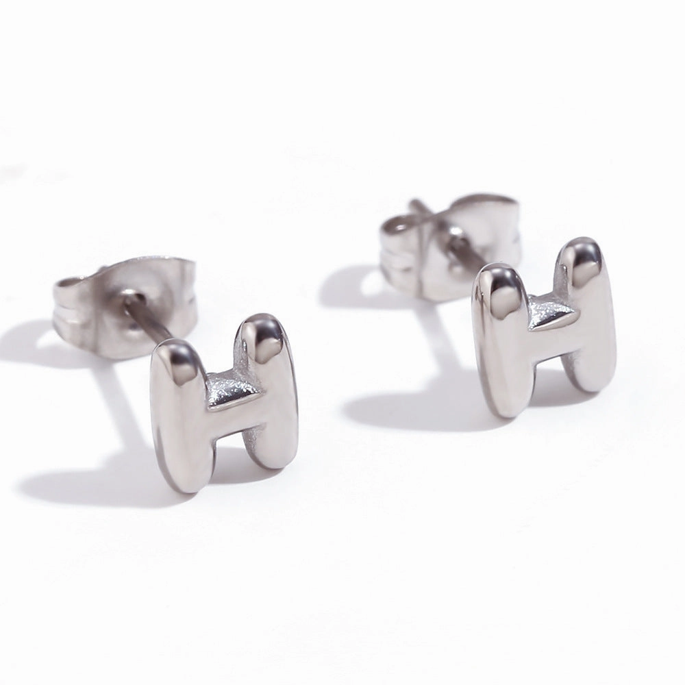 Wholesale Stainless Steel 18K Gold Plated Mini Bubble Letter Earrings