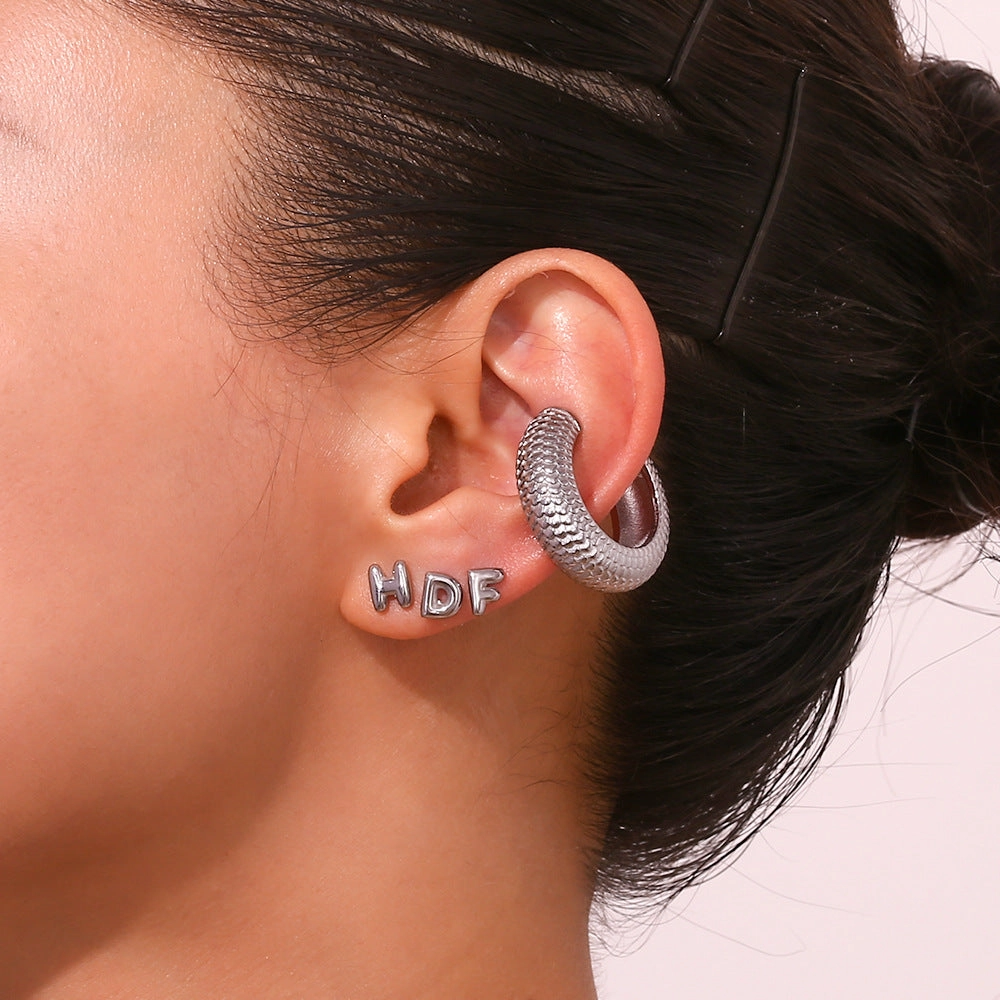 Wholesale Stainless Steel 18K Gold Plated Mini Bubble Letter Earrings