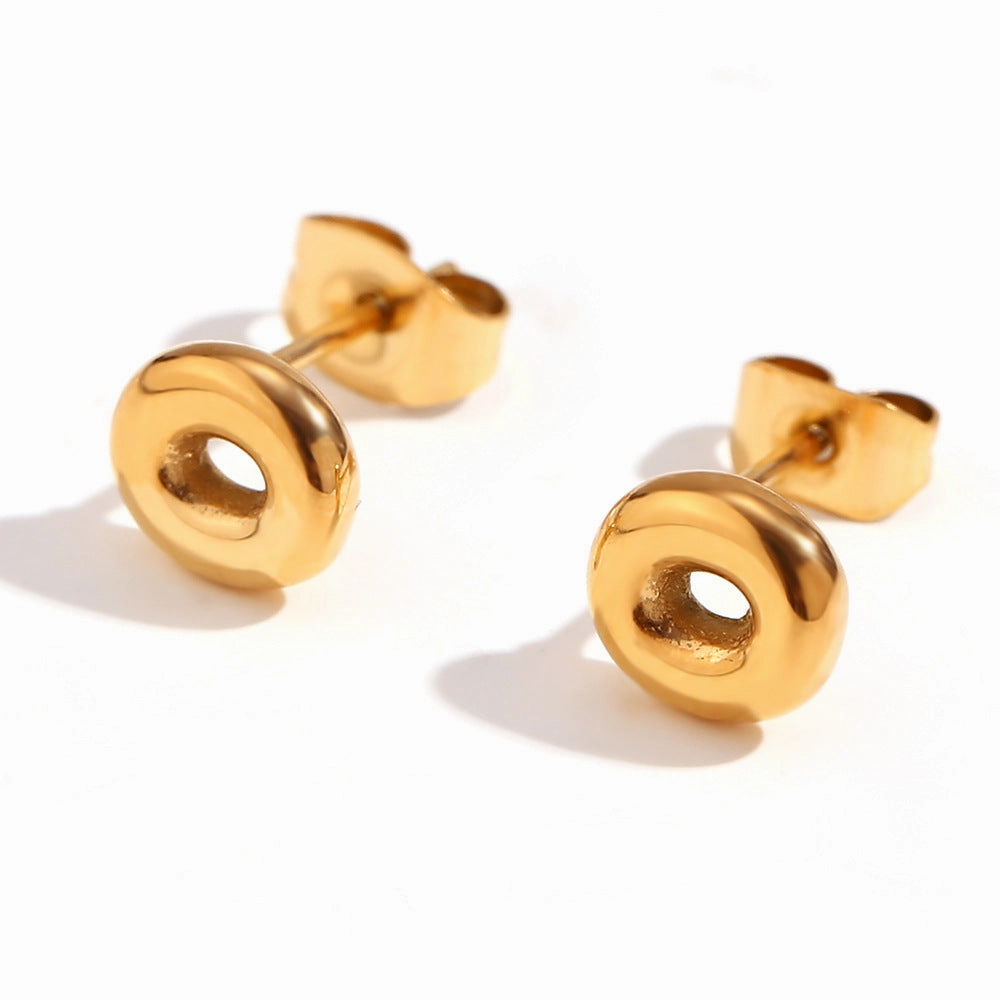 Wholesale Stainless Steel 18K Gold Plated Mini Bubble Letter Earrings