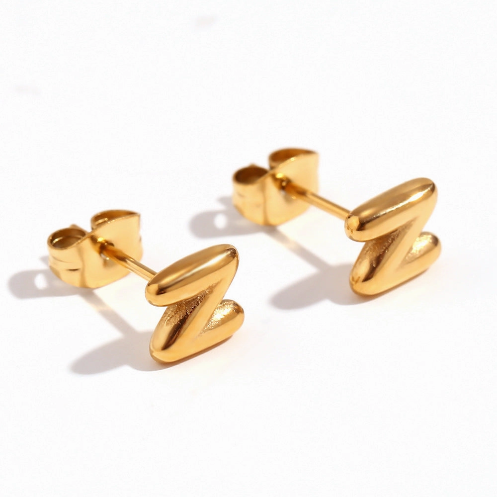 Wholesale Stainless Steel 18K Gold Plated Mini Bubble Letter Earrings