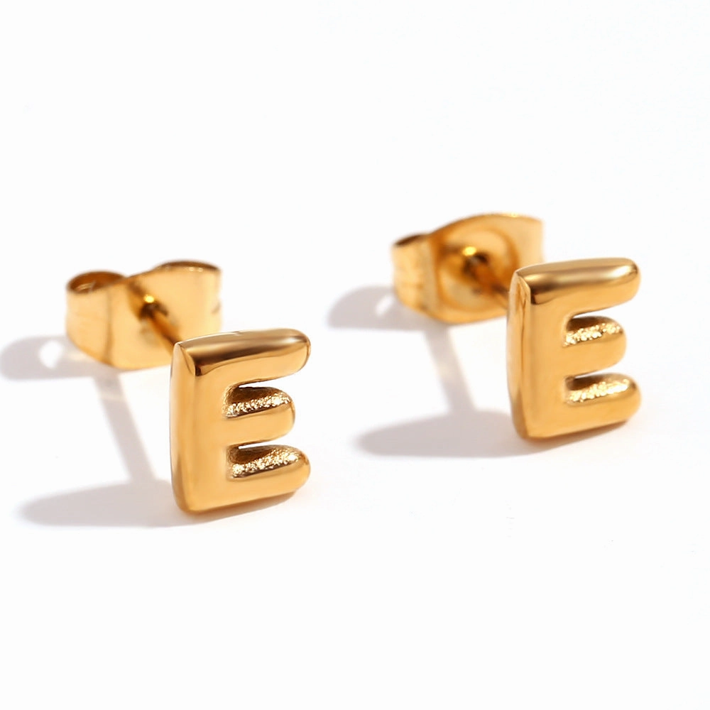 Wholesale Stainless Steel 18K Gold Plated Mini Bubble Letter Earrings