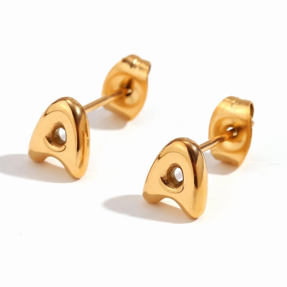 Wholesale Stainless Steel 18K Gold Plated Mini Bubble Letter Earrings
