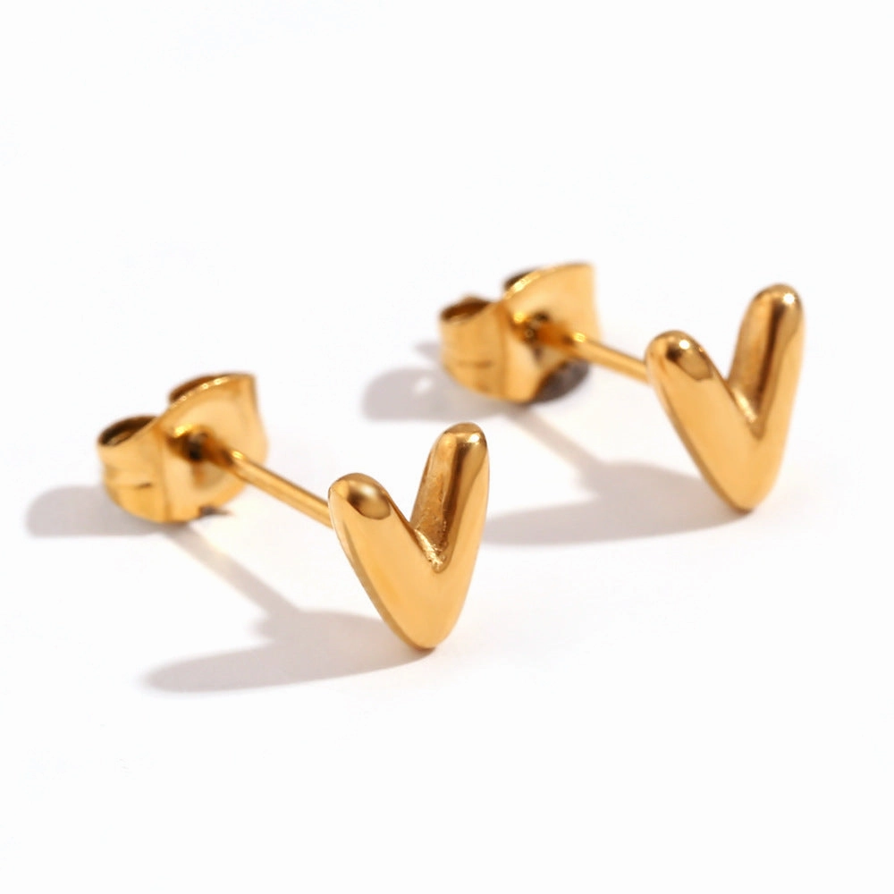 Wholesale Stainless Steel 18K Gold Plated Mini Bubble Letter Earrings