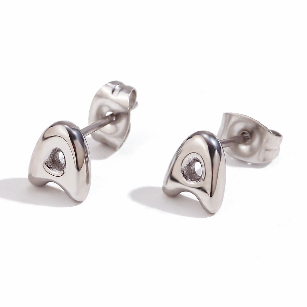 Wholesale Stainless Steel 18K Gold Plated Mini Bubble Letter Earrings