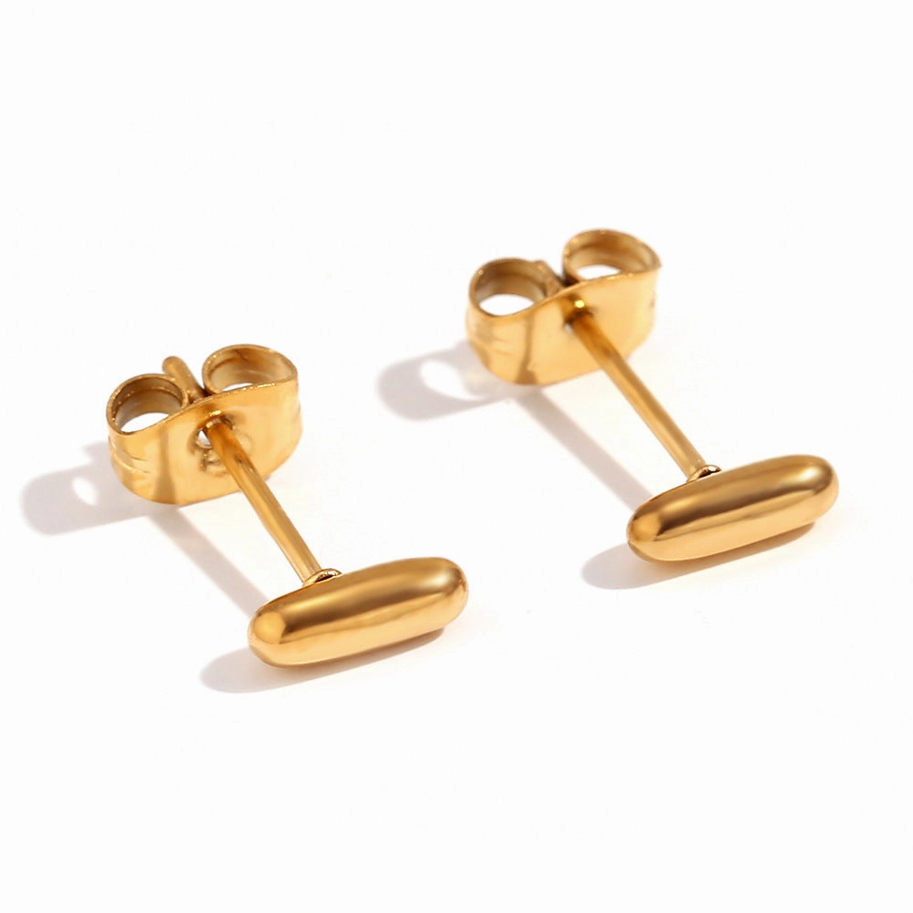 Wholesale Stainless Steel 18K Gold Plated Mini Bubble Letter Earrings