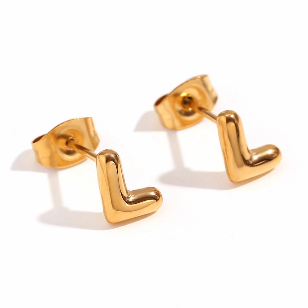 Wholesale Stainless Steel 18K Gold Plated Mini Bubble Letter Earrings