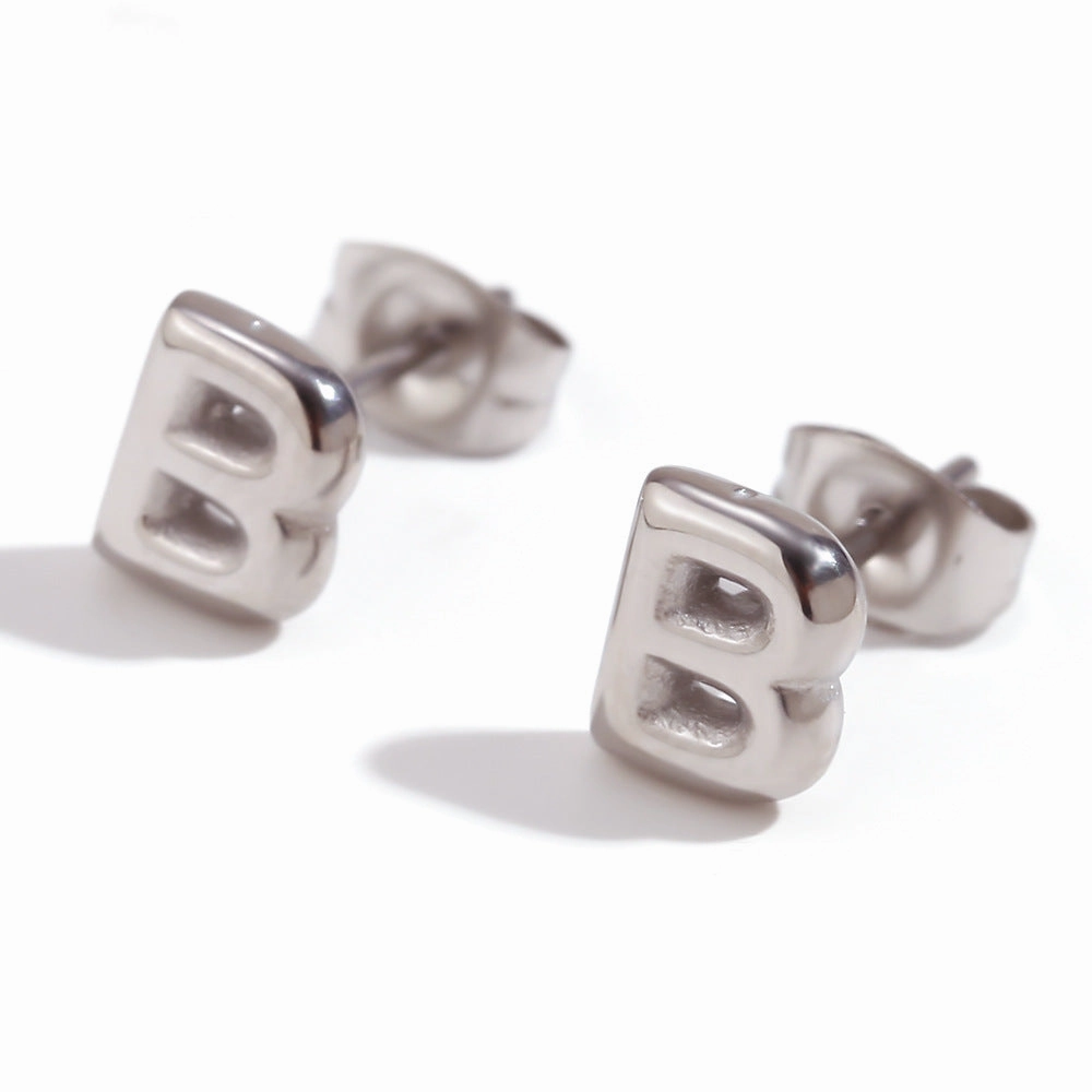 Wholesale Stainless Steel 18K Gold Plated Mini Bubble Letter Earrings