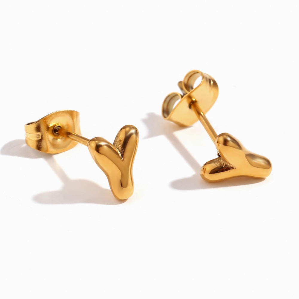 Wholesale Stainless Steel 18K Gold Plated Mini Bubble Letter Earrings