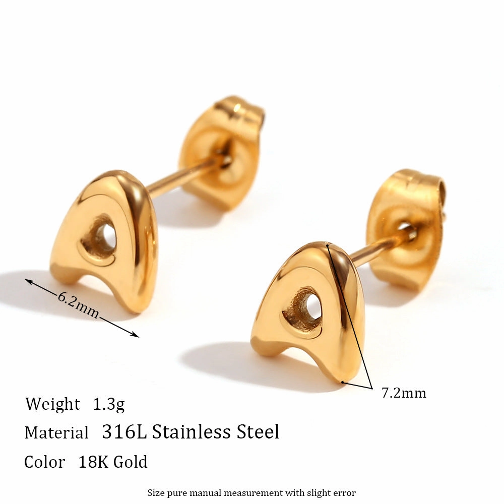 Wholesale Stainless Steel 18K Gold Plated Mini Bubble Letter Earrings
