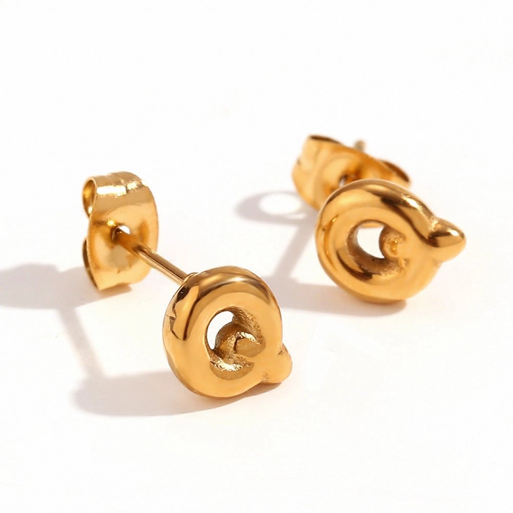 Wholesale Stainless Steel 18K Gold Plated Mini Bubble Letter Earrings