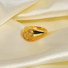 Wholesale Stainless Steel 18k Gold Plated Round Angel Ring
