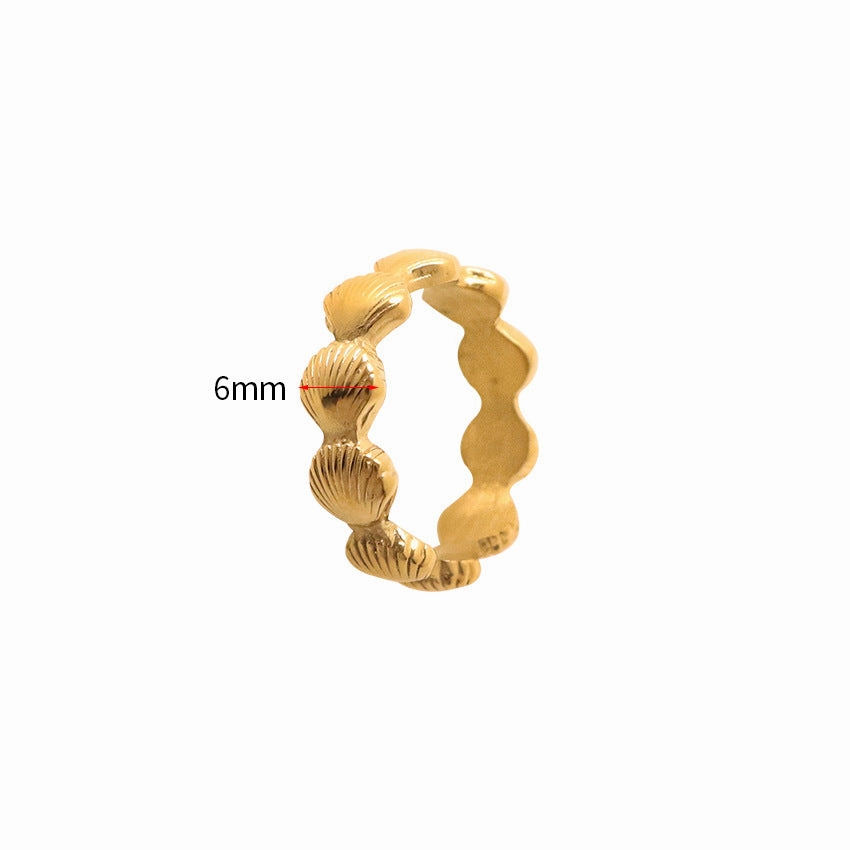 Wholesale Stainless Steel 18k Gold Plated Seashell Ring