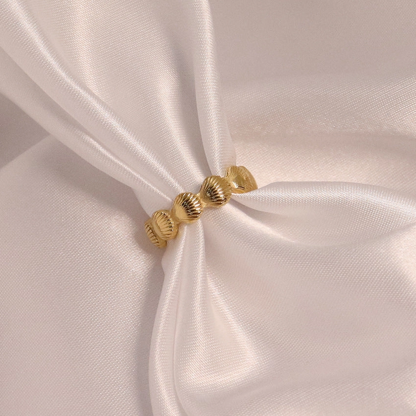 Wholesale Stainless Steel 18k Gold Plated Seashell Ring
