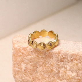 Wholesale Stainless Steel 18k Gold Plated Seashell Ring