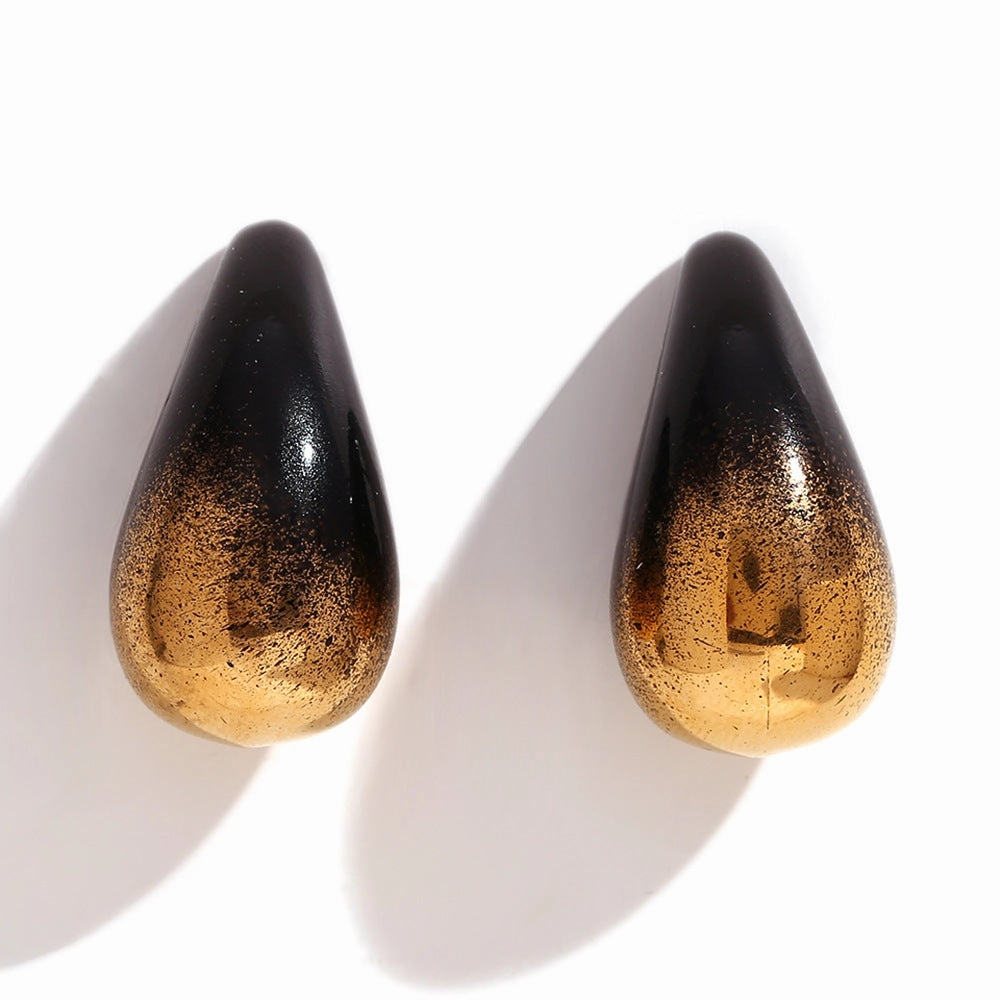Wholesale Stainless Steel 18K Gold Plated Spray Painted Water Drop Earrings