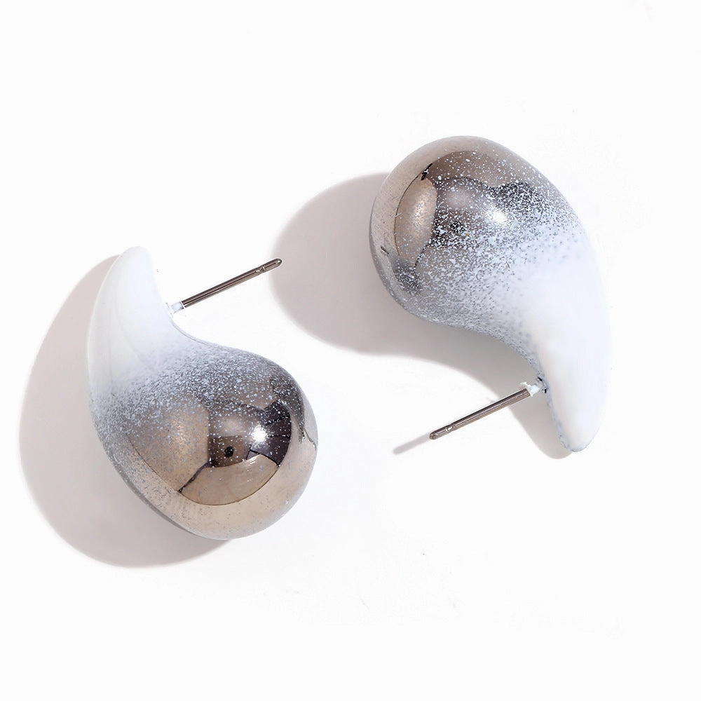 Wholesale Stainless Steel 18K Gold Plated Spray Painted Water Drop Earrings